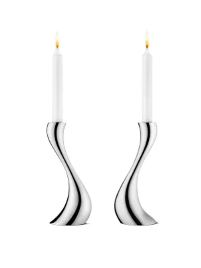 Shop Georg Jensen Cobra Candle Holders/set Of 2 In Cobra Candlesticks