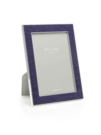Shop Addison Ross Croc-embossed Photo Frame In Navy