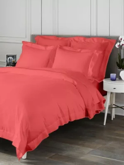 Shop Saks Fifth Avenue Butterfly Flange 2-piece Pillowcase Set In Coral