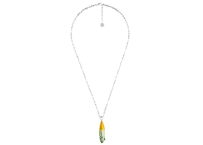 Pre-owned Dior And Shawn Surfboard Pendant Necklace Yellow/green