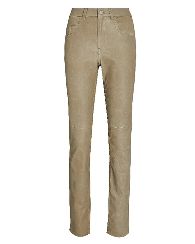 Shop Isabel Marant Étoile Taro Skinny Leather Pants In Beige