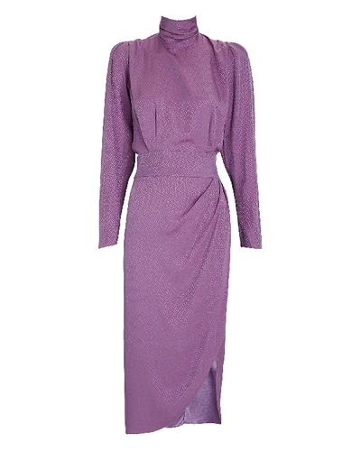 Shop Ronny Kobo Kaira Jacquard Satin Dress In Purple-lt