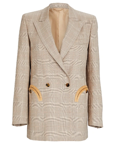 Shop Blazé Milano Everday Plaid Double-breasted Blazer In Beige