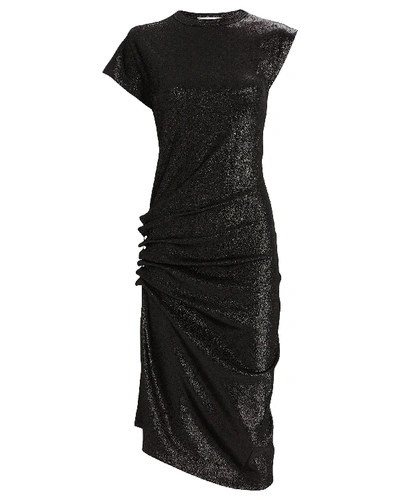 Shop Rabanne Asymmetrical Lurex T-shirt Dress In Black