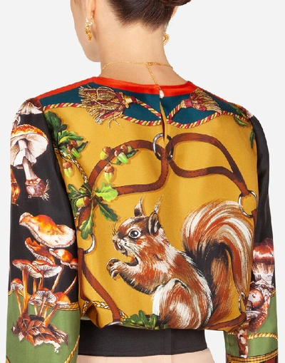 Shop Dolce & Gabbana Twill Blouse With Autumn Print