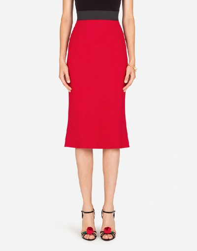 Shop Dolce & Gabbana Midi Tube Skirt In Cady Fabric In Red