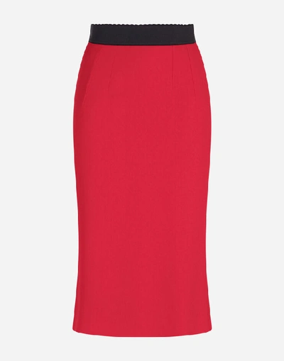 Shop Dolce & Gabbana Midi Tube Skirt In Cady Fabric In Red