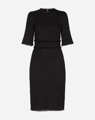 Shop Dolce & Gabbana Tweed Midi Sheath Dress