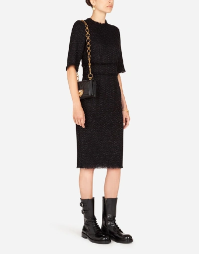 Shop Dolce & Gabbana Tweed Midi Sheath Dress