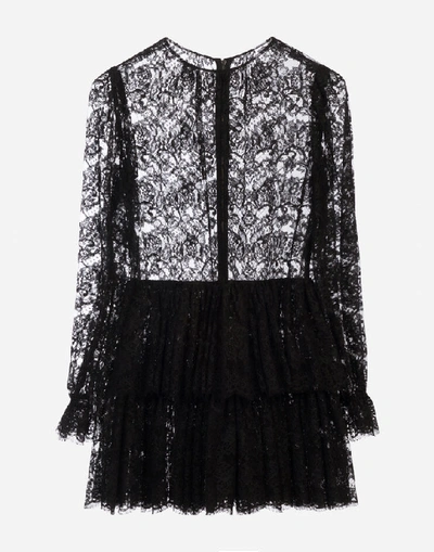 Shop Dolce & Gabbana Ruffled Short Lace Dress