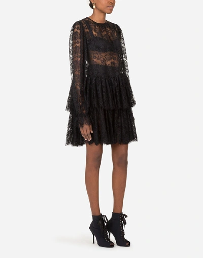 Shop Dolce & Gabbana Ruffled Short Lace Dress