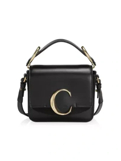 Shop Chloé C Leather Crossbody Bag In Black
