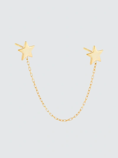 Shop Adina's Jewels - Verified Partner Double Star Chain Stud Earring In Gold