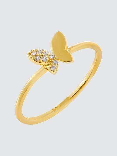 Shop Adina's Jewels - Verified Partner Cz X Solid Butterfly Ring In Gold