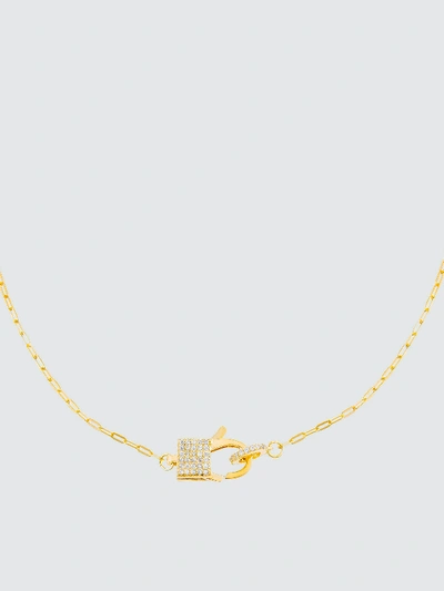 Shop Adina's Jewels - Verified Partner Pave Square Clasp Link Necklace In Gold