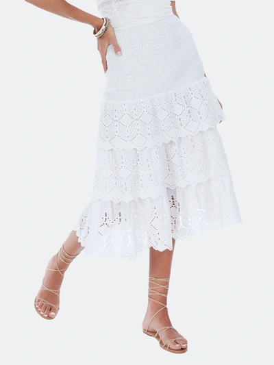 Shop Allison Ny - Verified Partner Tiered Eyelet Skirt In White