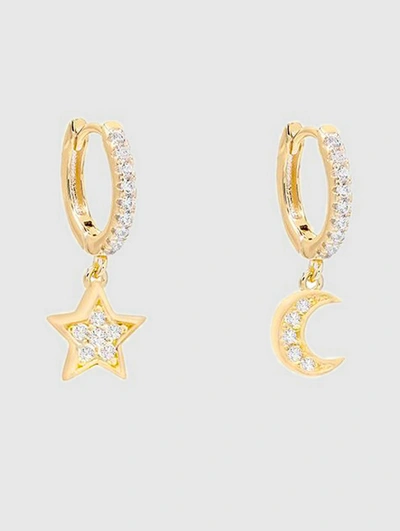 Shop Adina's Jewels - Verified Partner Pave Moon X Star Huggie Earring In Gold