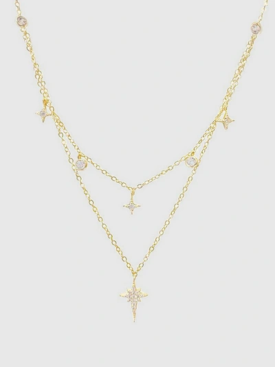 Shop Adina's Jewels - Verified Partner Two In One Cz Starburst Necklace In Gold