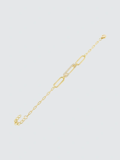 Shop Adina's Jewels - Verified Partner Pave Safety Pin Oval Link Bracelet In Gold