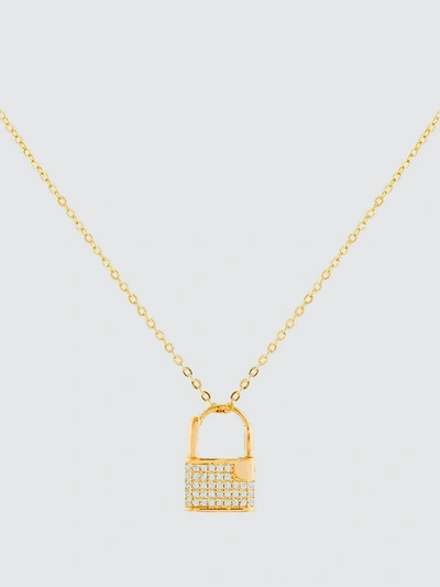 Shop Adina's Jewels - Verified Partner Pave Mini Lock Necklace In Gold