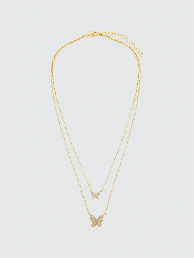 Shop Adina's Jewels - Verified Partner Two In One Pave Butterfly Necklace In Gold