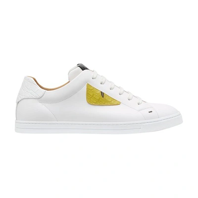 Shop Fendi Leather Low-tops In Blanc