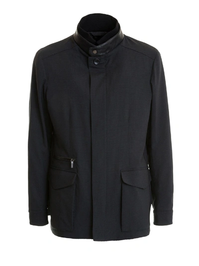 Shop Brioni Checked Stretch Wool Field Jacket In Grey