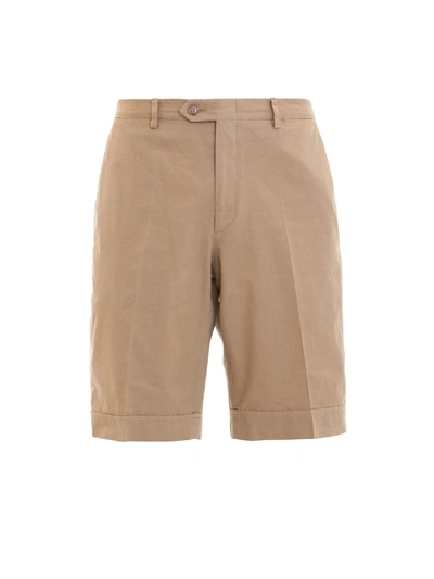 Shop Brioni Chino-style Cotton Shorts In Beige