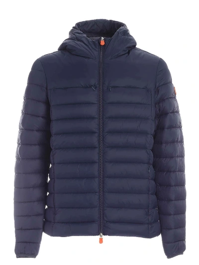 Shop Save The Duck Hooded Padded Jacket In Blue