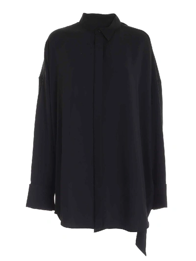 Shop Balenciaga Tuxedo Scarf Shirt In Black