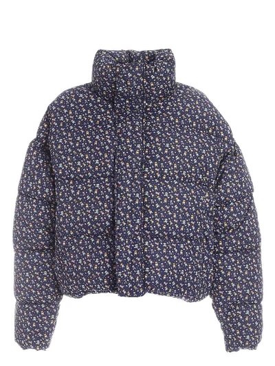 Shop Balenciaga Cropped Puffer Jacket With Bear Print In Blue