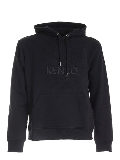 Shop Kenzo Hoodie With Embroidered Tiger Logo In Black