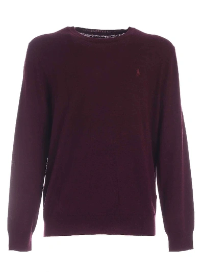 Shop Polo Ralph Lauren Logo Embroidery Pullover In Wine Color In Purple