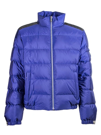 Shop Prada Padded Jacket In Blue And Black