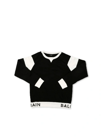 Shop Balmain Contrasting Edges Sweatshirt In Black