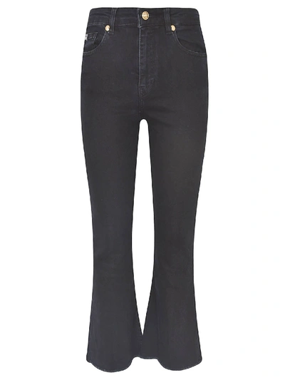 Shop Versace Jeans Couture Logo Flared Jeans In Black