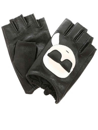 Shop Karl Lagerfeld K/ikonik Fingerless Gloves In Black
