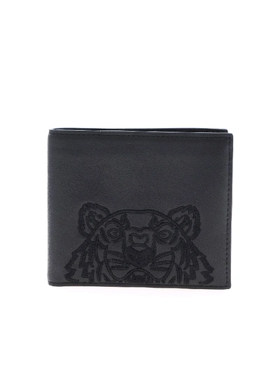 Shop Kenzo Tiger Black Wallet Featuring Embroidery