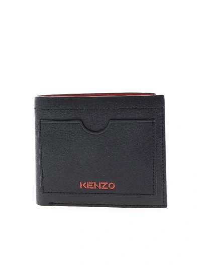 Shop Kenzo Red Logo Wallet In Black