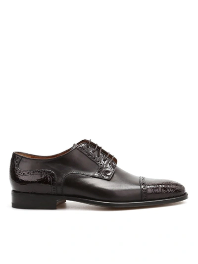 Shop Corneliani Leather Derby Shoes In Brown