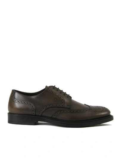 Shop Tod's Leather Brogue In Brown