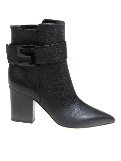 Shop Sergio Rossi Logomaniac Leather Ankle Boots In Black