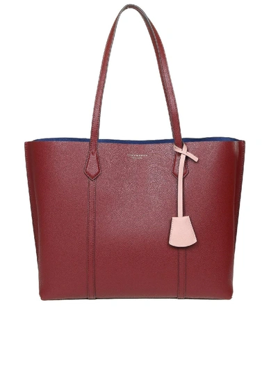 Shop Tory Burch Perry Hammered Leather Tote In Red