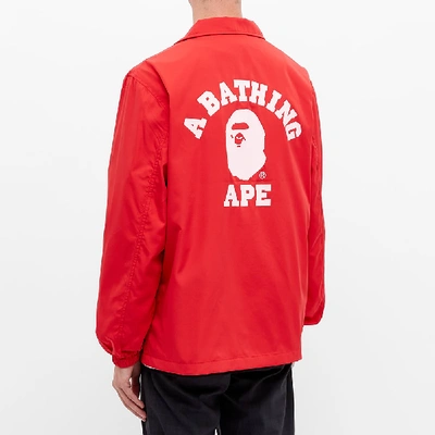 Shop A Bathing Ape College Coach Jacket In Red