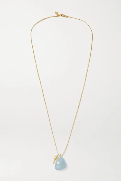 Shop Pippa Small 18-karat Gold Aquamarine Necklace