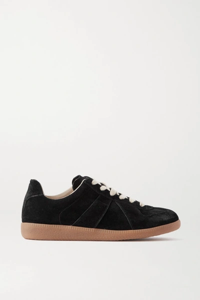 Maison Margiela Replica Suede Sneakers In Black