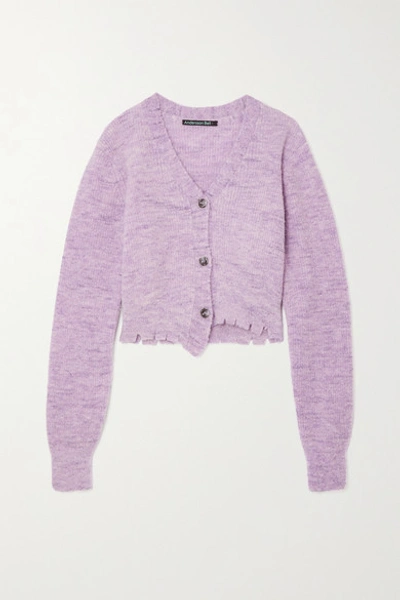 Shop Andersson Bell Lua Distressed Mélange Knitted Cardigan In Lilac