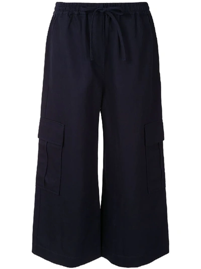 Shop Kenzo Drawstring Cropped Trousers In Black