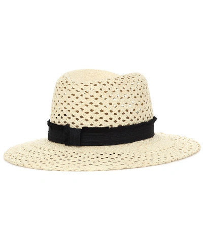 Shop Maison Michel Virginie Straw Fedora In Neutrals