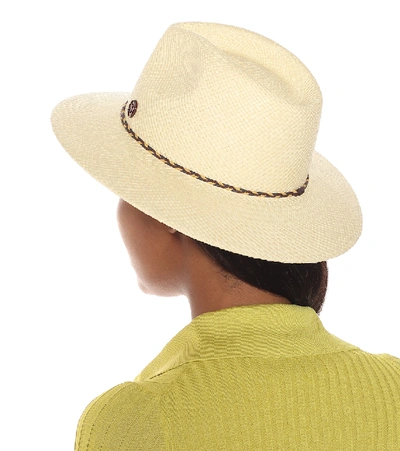 Shop Maison Michel Rico Straw Fedora In Beige